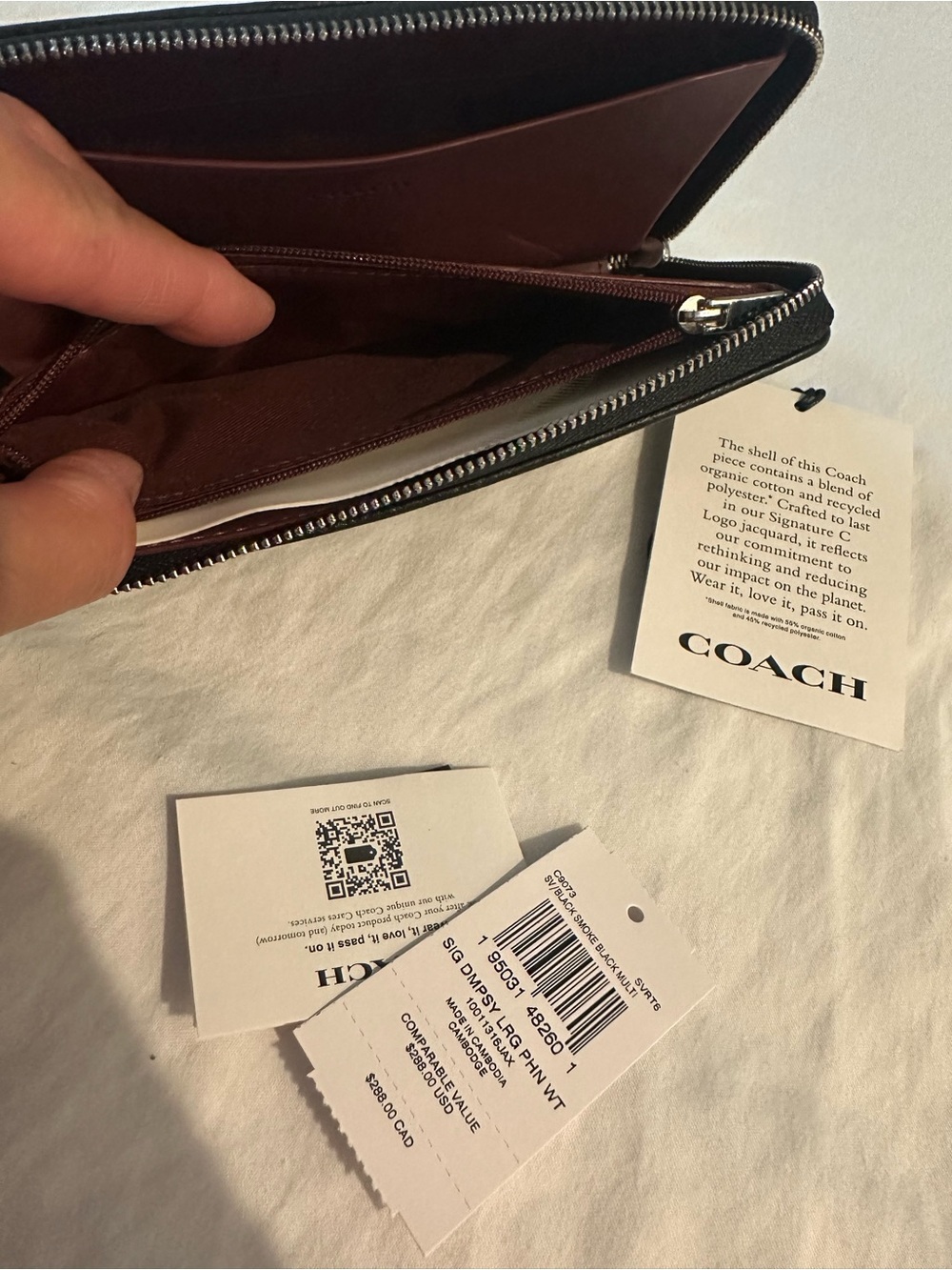 Coach Black & White Signature Wristlet Wallet - Picture 5 of 8